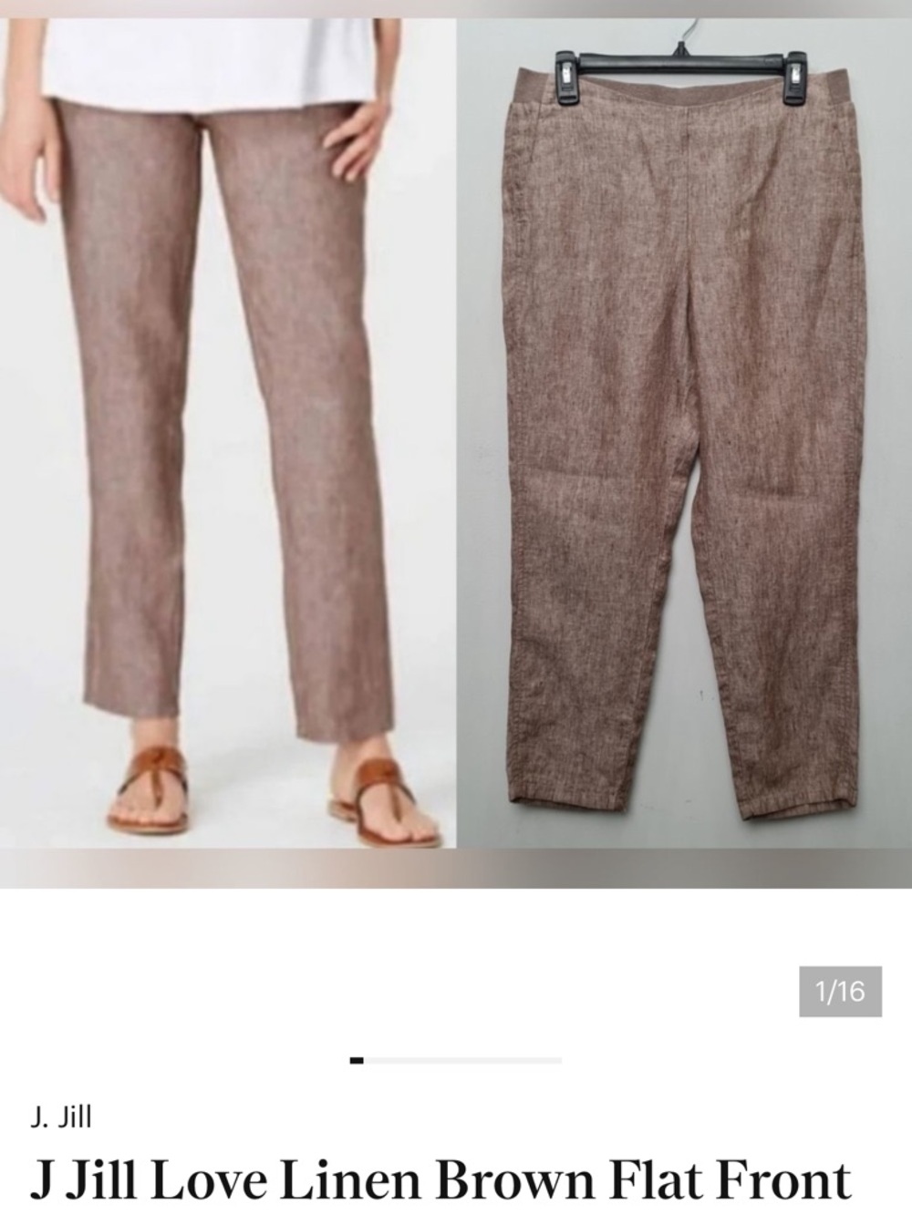 J.Jill Womens Casual Linen-Blend Pants in Brown